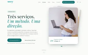 Página de serviços, com o método em três fases