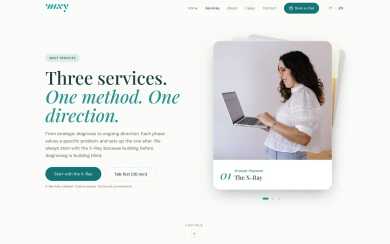 Services page, with the three-step method