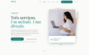 Página de serviços, com o método em três fases